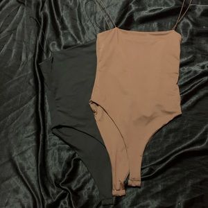 SET OF 2 Brown & Black Cami Bodysuit